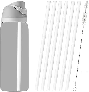 6Pcs Straw Replacement for Owala Water Bottle, Reusable Plastic Straws Clear Drinking Straws with Cleaning Brush, Straws for tumblers Long Compatible with 14/24/ 25/32 /40 OZ, Bottle Accessories