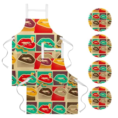 Tablier de cuisine multicolore One size doté de 4 broches amovibles
