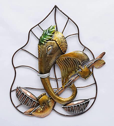 Image of STREET CRAFT - Metal Wall Decor For Home /Office /Hotel /Living Room /Bedroom Decor | Wall Hanging | (Metal Pan Vinayak Ganesh Wall Art), 30.48 Centimeters