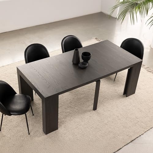 Transformer Table Solid Wood Extendable Dining Table, Black - image 3