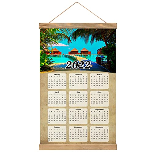 Maldives Imprimer Affiche Murale Posters Ccalendrier 2022 12 Mois Peinture Décorative Suspendus Toile Bois 20,4 'x 13,1' GL-Maldives-3744