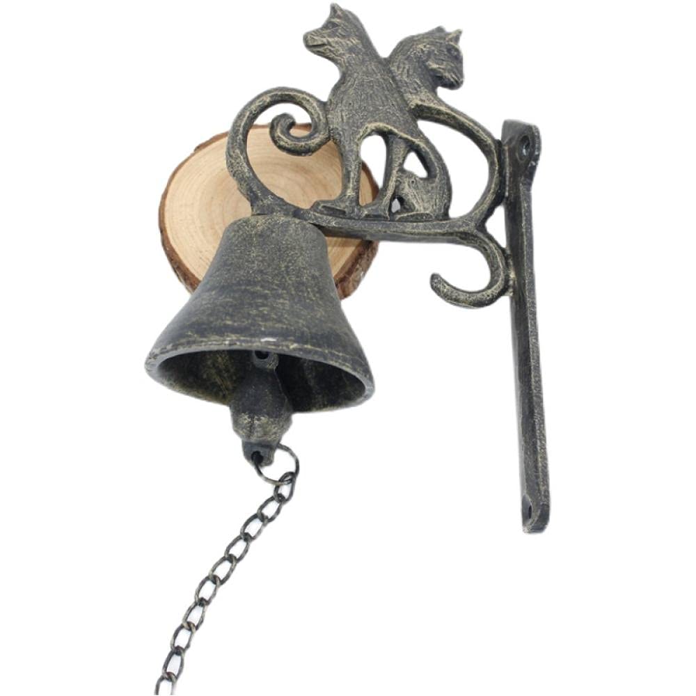 Sonnette en fonte décoration maison extérieure avec hochet main chat chien cloche murale
