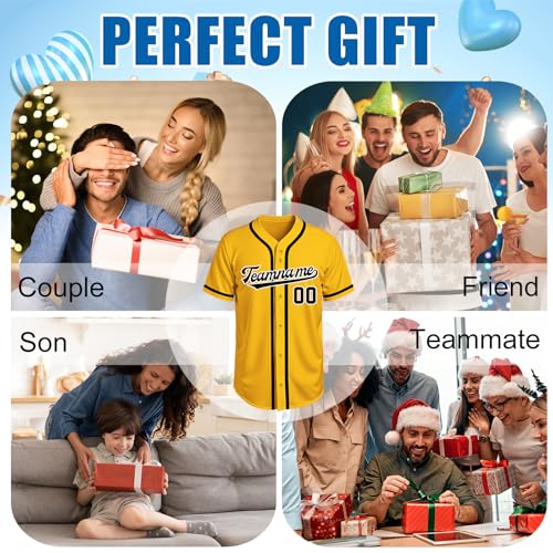 Image of Custom Baseball Jersey Personalized Stitched or Printed Name Number Baseball Shirt Sports Uniform Gifts for Men Women Youth