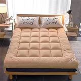 HACSYP Colchón futón japonés, colchón futón Suave y cómodo for Cama Doble, colchón Grueso Plegable y portátil for Dormir en Invierno, for Cama de Invitados en el Suelo(Khaki,Twin (90x200cm))