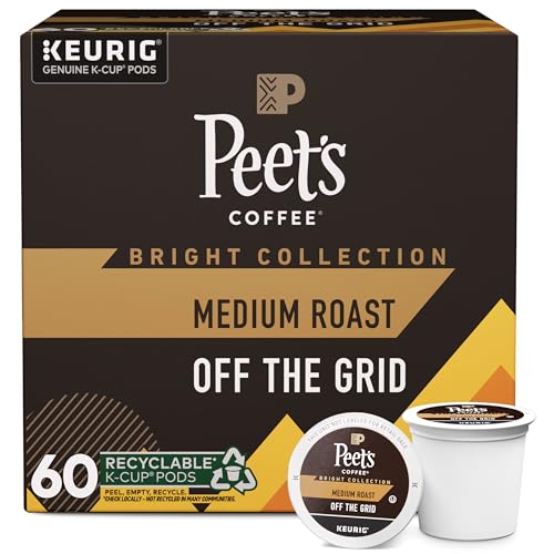 Peet’s Coffee, Medium Roast Keurig K-Cup Pods – Off The Grid, 60 Count (6 Boxes of 10 K-Cup Pods)