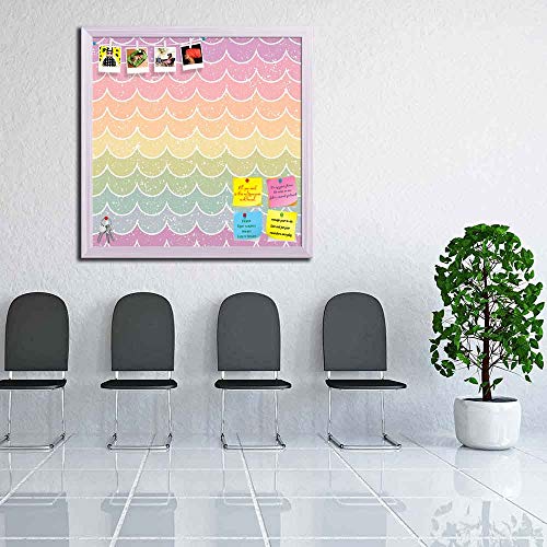 Image of ArtzFolio Wavey | Bulletin Board Notice Pin Board | Vision Soft Board Combo with Thumb Push Pins & Sticky Notes | White Frame | 20 x 20 inch (51 x 51 cms)