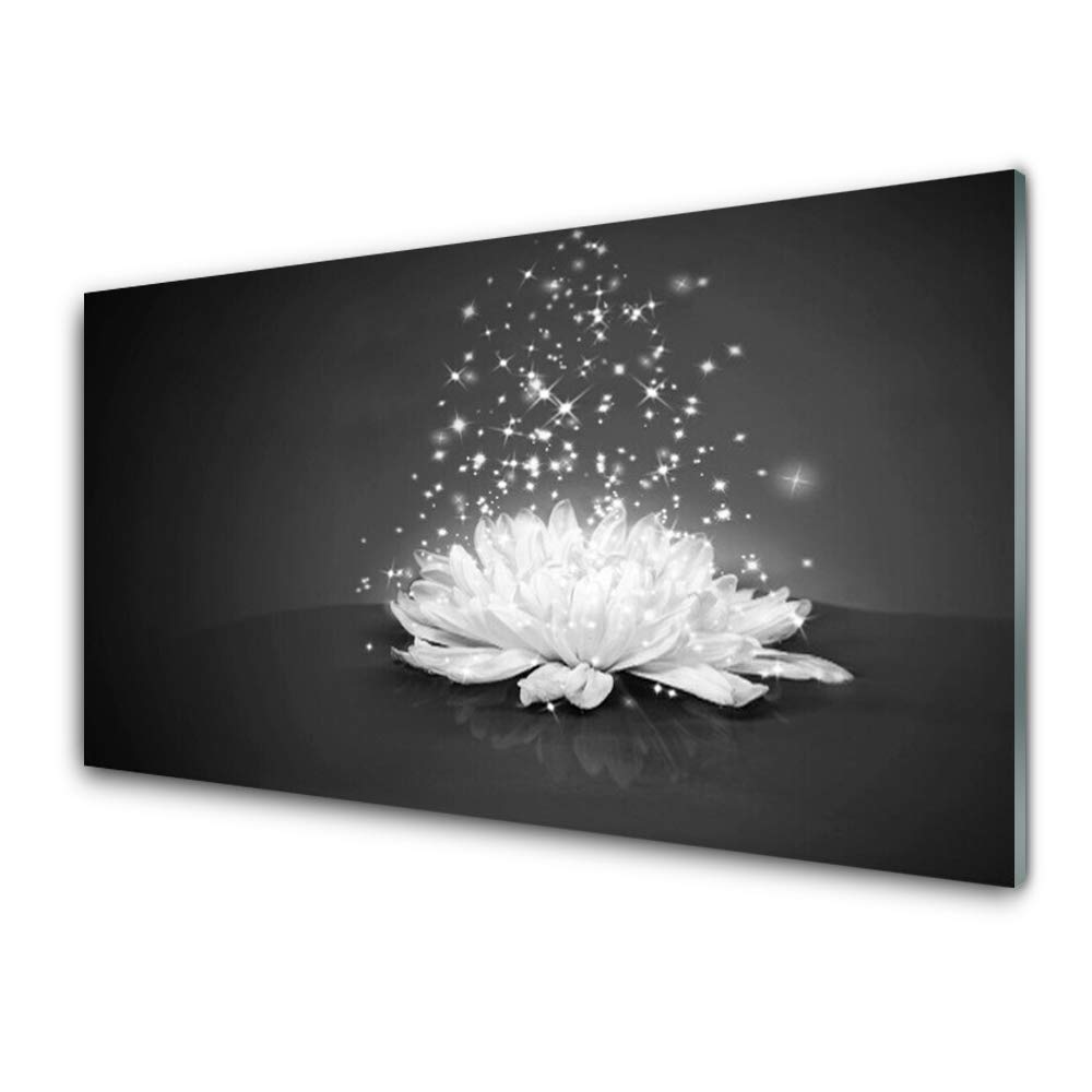 Tableau Mural Moderne Fleur pour Salon - Impression sur Verre Trempé 100x50cm
