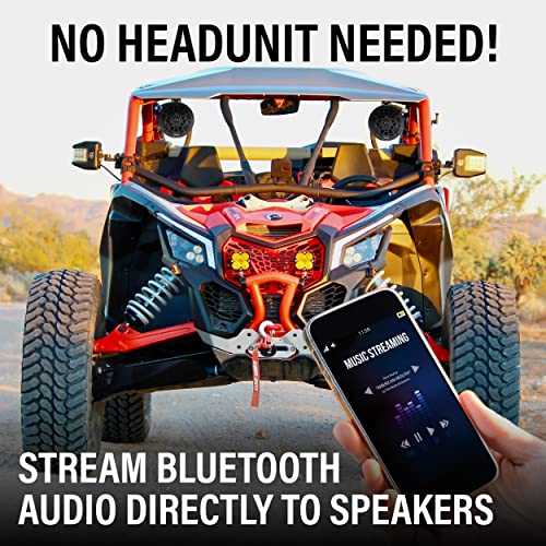 Image of BOSS Audio Systems B6ABT ATV UTV Marine Roll cage Waketower Speaker Pods - Built-in Bluetooth, Amplified, 6.5 Inch Speakers, 1 Inch Dome Tweeters, Full Range, 2 Way, IPX6 Weatherproof, Sold in Pairs