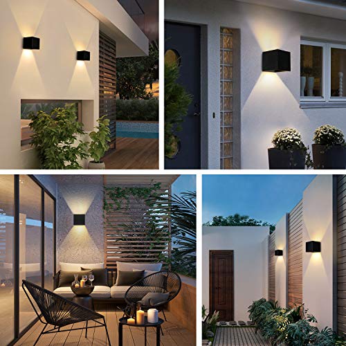 Outdoor Wall Lights Fixtures Wall Mount, Porch Light Dusk to Dawn LED Exterior Light fixtures, 6W Angle Waterproof Adjustment 4000K COB Aluminum Modern Wall Light for Doorway Indoor (2PCS)