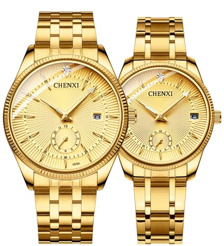 Montre de luxe pour homme étanche 3 ATM avec finitions dorées