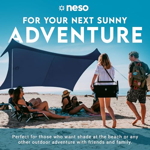 Image of Neso Gigante Portable Beach Tent Sun Shelter - Lightweight Beach Shade Canopy - Easy Setup for Family Outings - Patented Reinforced Corners - UPF 50+ Sun Protection - 8ft Tall, 11 x 11ft - Navy