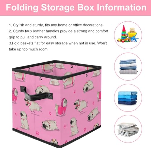 Boîte de rangement pliable cube rose à motif carlin pour placard - 4