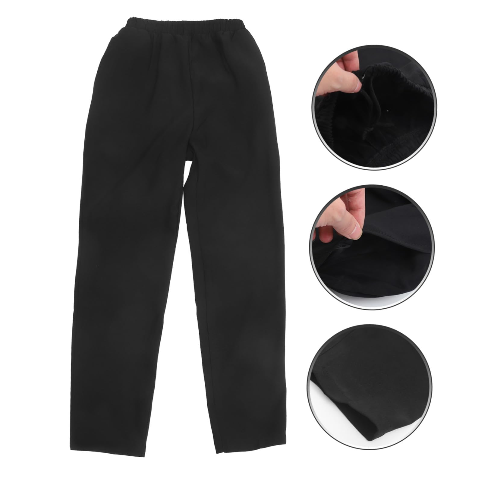 Pantalon la Cuisine Homme Noir en Polyester, Pantalon de Chef Respirant et Résistant à l'huile, pour Restaurant Cuisine Professionnelle