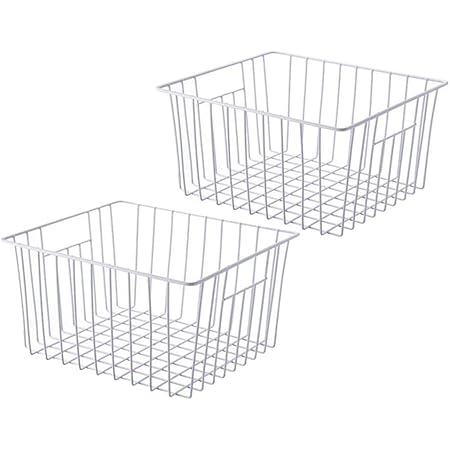 Ipegtop Freezer Storage Organizer Basket Wire Food Organizers Basket Household Bin Basket With Handles For Kitchen Cabinets Pantry Freezer Bathroom Closets Set Of 2 Amazon Co Uk Kitchen Home