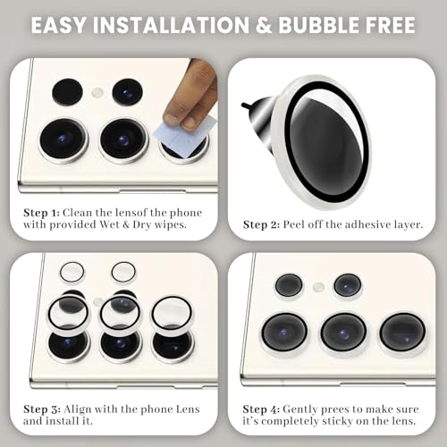 Image of FIRST MART Camera Lens Protector for Samsung Galaxy S23 Ultra (6.8 Inches) Tough HD Individual Aluminum Alloy Lens Rings Cover, Scratch Resistant, Thin Lens Protection| Silver, 1 Pack