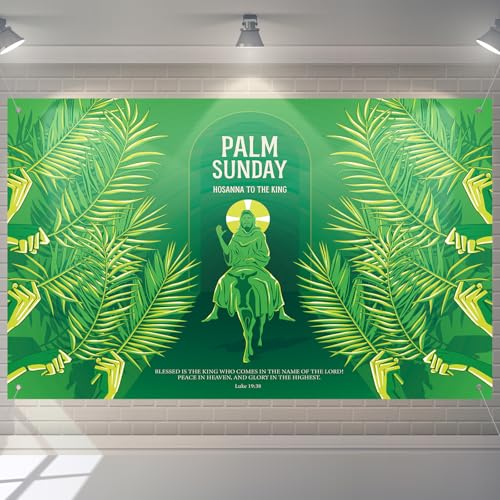 Tingjoo Palm Sunday Backdrop Banner with Message for Easter 71x43
