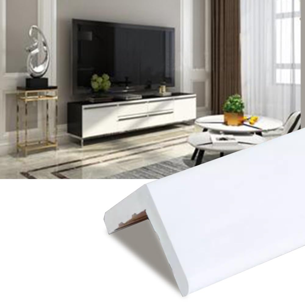 Perfil Protector De Esquinas De Aleación De Madera, 80/100/120cm, Perfil Ángulo, Perfil Borde De Escalera, Protección De Cantos para Paredes Casa Cocina Oficina(White,120cm/48'')