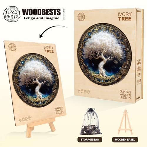 KAAYEE Rompecabezas de Madera para Adultos, Árbol Marfil (11.4 x 11.4 in - 200 piezas), Rompecabezas Natural de Madera para 14+ años, Juego de Ocio y Decoración para Amantes de Rompecabezas miniatura 6
