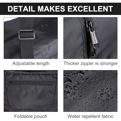 Image of HOLYLUCK Foldable Travel Duffel Bag For Women & Men Luggage Great for Gym, A-Black-55L, 55L