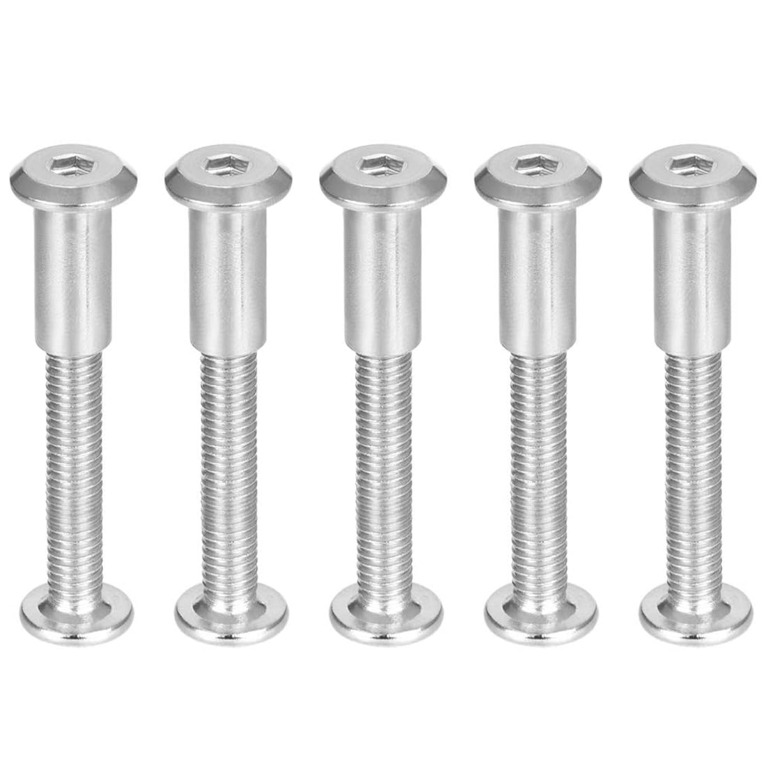 TA-VIGOR 5 Sets Furniture Connector Bolts and Nuts, M6 x 35mm 304 Stainless Steel Hex Socket Cabinet Connecting Screws Bolts for Bed Frame, Cupboard, Wardrobe, Worktop and Furniture Repair