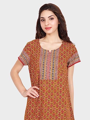Image of Evolove Women's Cotton Long Maxi Night Gown Nighty Dress with Pocket, Super Soft Comfortable (LNG-Cotton-2)