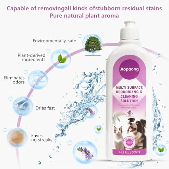 Multi-Surface Floor Cleaning Solution Lavender Scent, Household Floor Cleaner Care for All Robot Vacuums with Mopping and Cordless Wet/Dry Vacuums (16.9Fl Oz/500ML) 2bottle