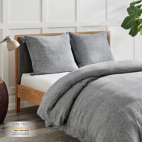 Image of Levtex Home - 100% French Flax Linen - Euro Sham - French Flax Washed Linen - Heathered Stone - Sham Size (26x26in.), No Insert