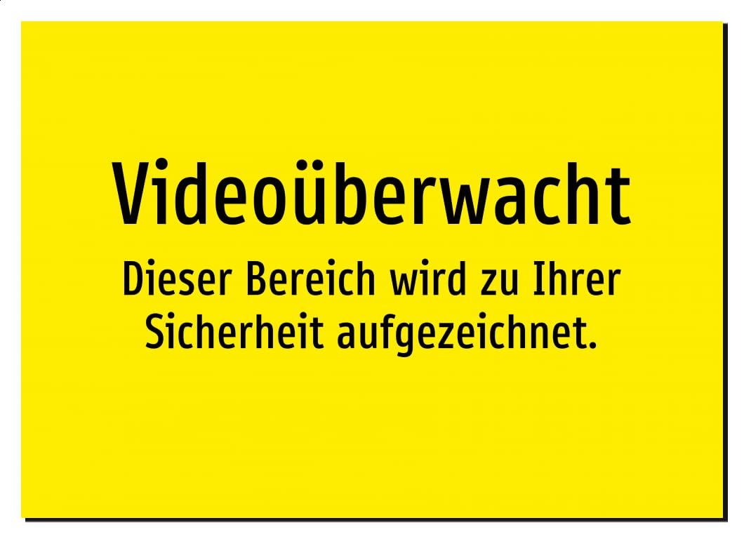 Videoüberwacht - Dieser Bereich wird zu Ihrer Sicherheit aufgezeichnet. – Aluminiumschild A4: 297x210mm – Ohne Grafik, nur Text