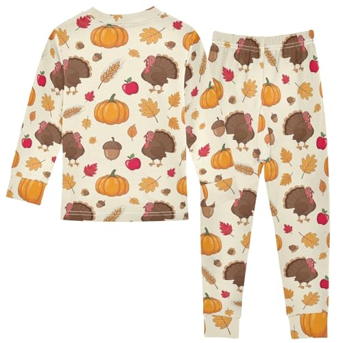 ODAWA Fall Pajamas Cartoon Turkeys Long Sleeve Pyjamas Sets 18M2