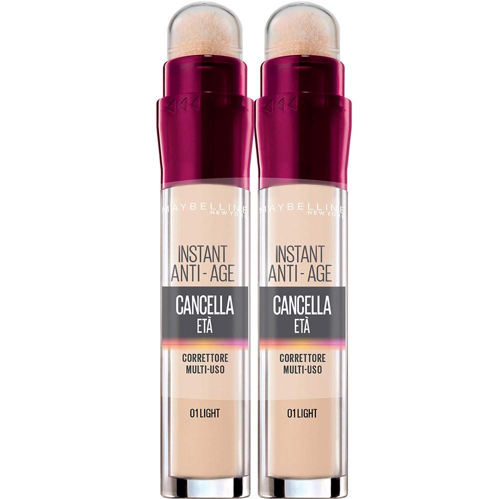 Maybelline New York Korrekturflüssigkeit Il Canceller, mit Goji-Beeren und Haloxyl, deckt Augenringe und kleine Fältchen ab, 01 Licht, 2 Stück
