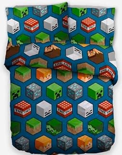 CnA Stores Minecrft TEDDY FLEECE DOUBLE Duvet Cover Reversible Bedding Set Super Soft & Warm, Green (MTD1)