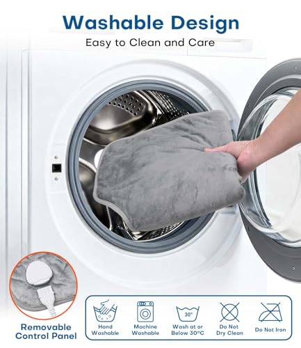 Elektrische Heizkissen für Rücken Schulter,60 x 100 cm Wärmewickel mit Schneller Erwärmung,6 Temperaturstufen mit 4 Zeitschaltuhren heizdecke Rücken Auto-OFF-Timer, Flanellmaterial, Waschbar