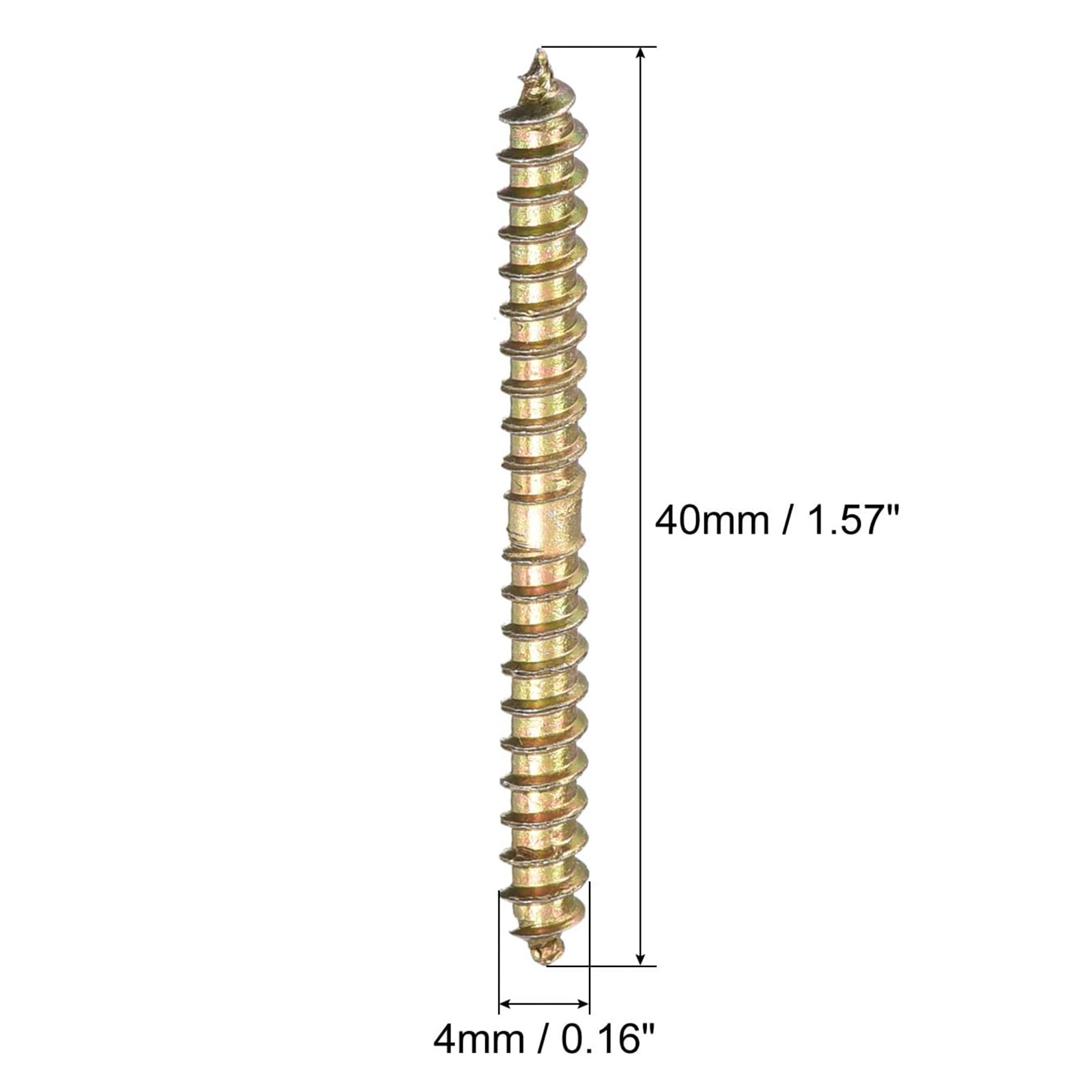 TOP-VIGOR 24Pcs Hanger Bolts, M4x40mm Double Ended Self-Tapping Thread Wood to Wood Dowel Screws, Double Ended Dowel Screws - Image 2