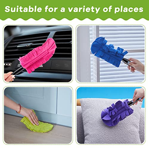 Image of Zubebe 40 Pcs Reusable Duster Refills Fleece,Dark Color | Soft Polyester Fiber Flat Duster Refill Multi Surface Washable Cleaning Pad Tools for Home, Blinds, Car, Pet, Furniture, Fans