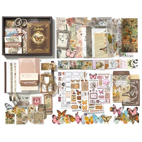 Image of VIBE VISTA Vintage Aesthetic Scrapbook Kit,346 Pcs,A6 Grid Notebook,Washi ,Envelopes,Scrapbook Papers,Folding Labels,Background Papers,Photo Frames,Calendar Stickers,Stickers (NATURE WHISPER)