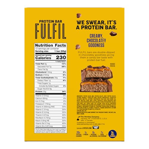 Image of FULFIL Chocolate Chocolate Chip Flavored Protein Bars, 1.94 oz (12 Count) | 20g Protein, 1g Sugar, 3g Net Carbs, Protein Snack for Breakfast, Workout and Travel, Gluten Free Snacks, 12 Snack Bars