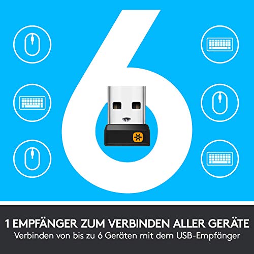 Logitech MK850 Performance Kabelloses Tastatur-Maus-Set, Bluetooth, 2.4 GHz Verbindung via USB-Empfänger, 24 bis 36-Monate Akkuleistung, Handballenauflage, Deutsches QWERTZ-Layout, Schwarz – Bild 6