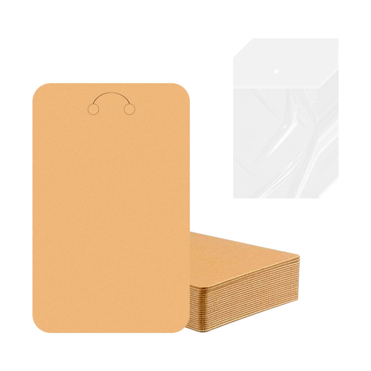 Jagowa Brown 100Pcs Keychain Display Card Jewelry Necklace Earrings Display Cards Self-Adhesive Sealing Bags Keychain Packaging Supplies,