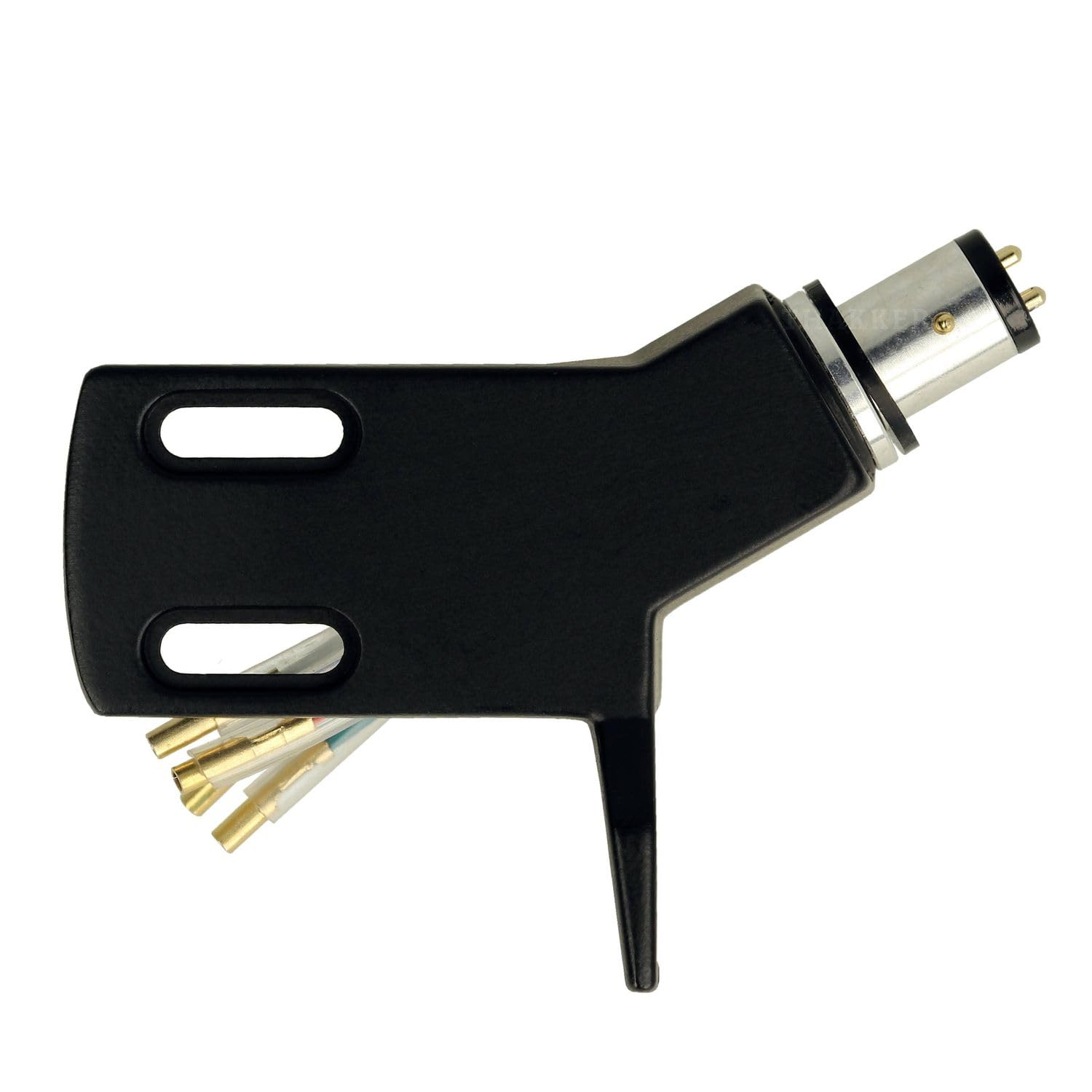 THAKKER CHS-13 - Coque de tête Angulaire en Aluminium léger - Noir | Connecteur SME | pour tonearms Droits | INCL. Câbles Coquille de tête | Cranked Headshell