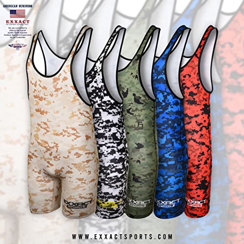Exxact Sports Digital Camouflage Wrestling Singlet For Mma, Powerlifting Singlet Youth Wrestling Singlet Men For Training (Youth Large, Blue Camo) #TOP5