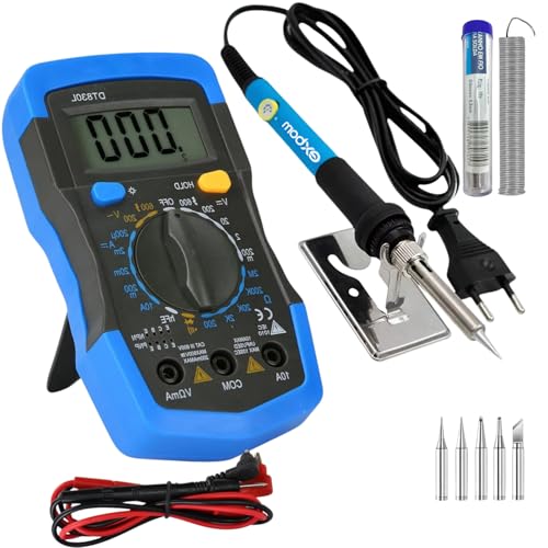 Kit Multímetro Digital Profissional MD-200L + Ferro de Solda Ajus...