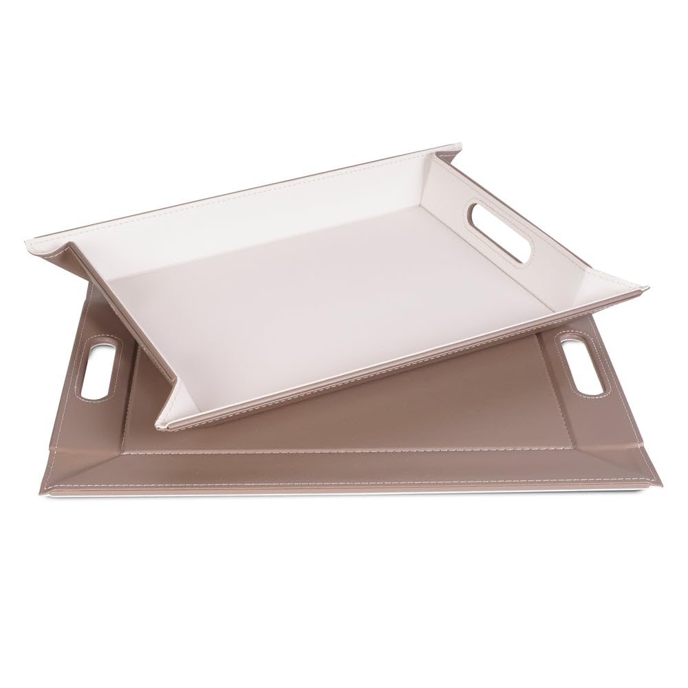 Freeform DUO Tablett 45 x 35 cm | Weiß/Taupe | 2 in 1 Serviertablett und Tischset