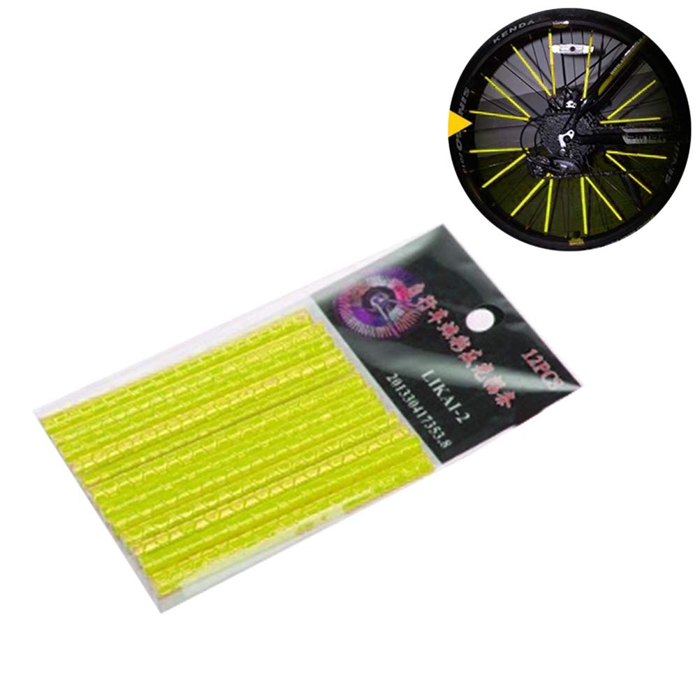 Deeabo12Pcs 75mm Bicycle Wheel Reflective Sticker, DIY Wheel Rim Reflector Mountain Bike Night Warning Reflective Stick Spoke Reflectors Stick for Motorcycle Mountain Bike Accessories, White