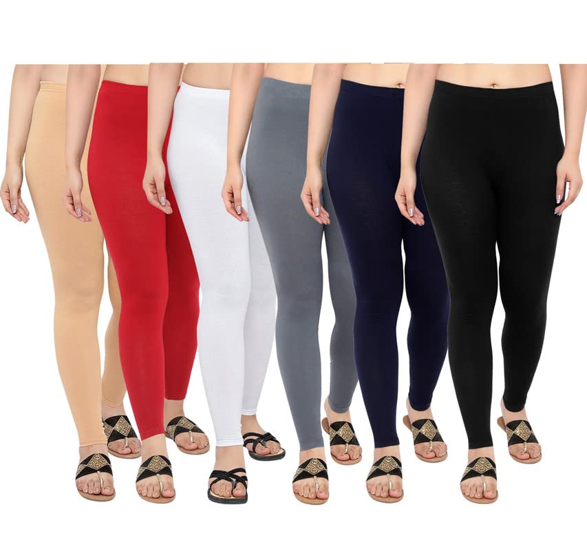Image of NGT Cotton Lycra Ankle Length Leggings for Women Combo (Set of 6)