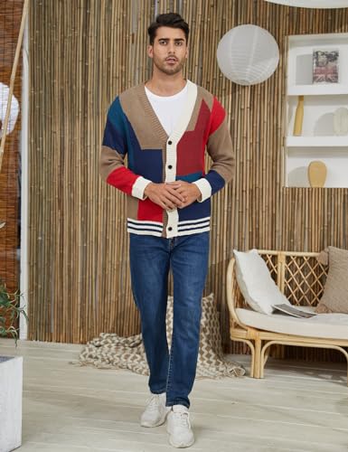 Arssm Mens Cardigan Sweater Knitted Long Sleeve V Neck Button Down Sweaters Casual Cardigans3