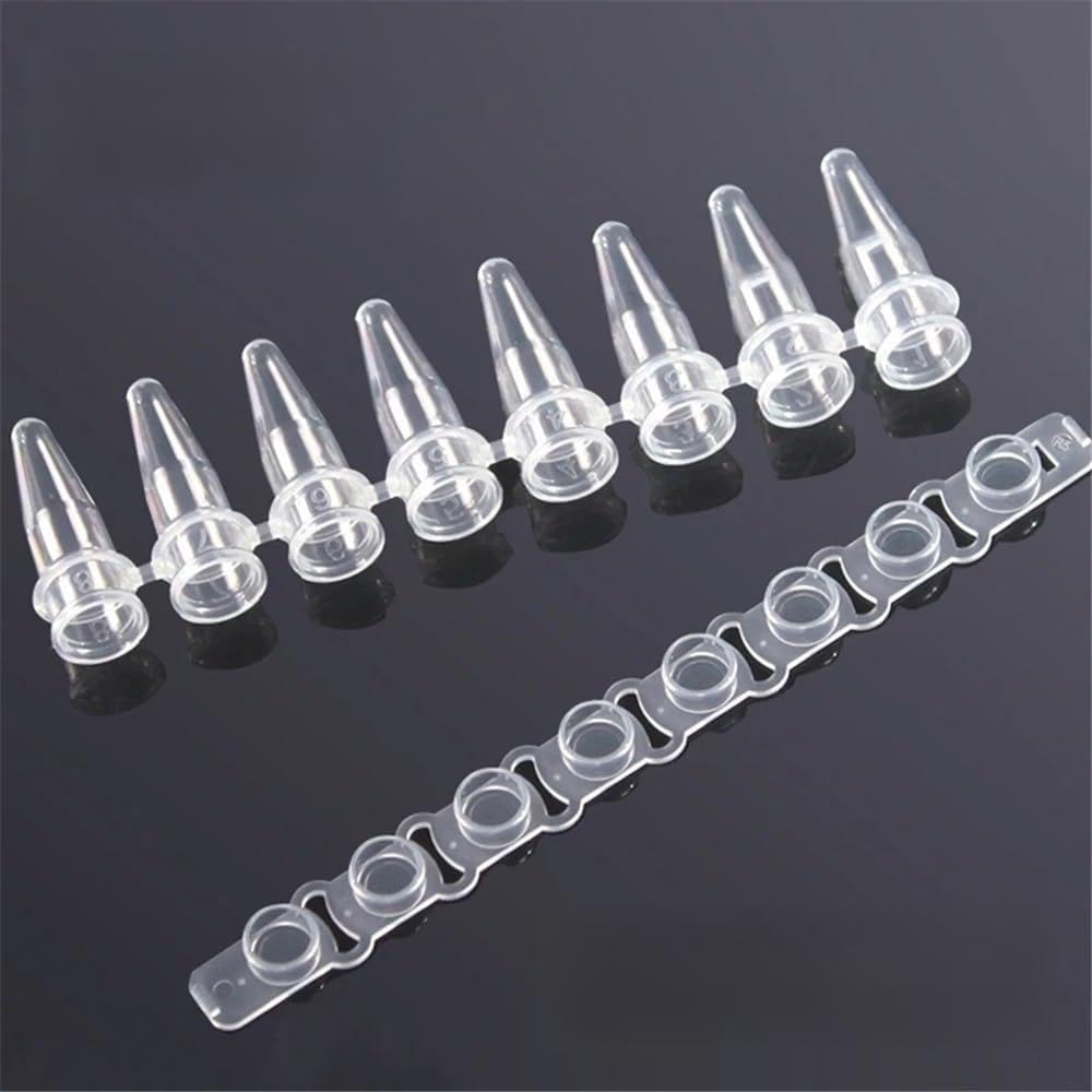 200 tubos PCR de 8 filas, 0,2 ml, 8 tiras de centrífuga con tapa de plástico(Caps and Tube-200set)