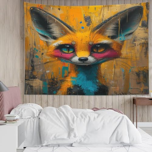 Tapiz de pared estético VZOMANLEX con dibujo de zorro 3D, decoración para salón y dormitorio 4