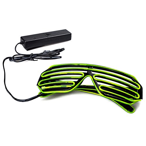 Aquat Glow Flashing Shutter Neon Rave Glasses El Wire LED Sunglasses Light Up DJ Costumes Voice Activated For Party, 80s, EDM RB02 (light green, black frame) 14