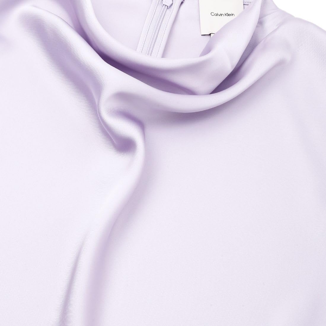 Calvin Klein Blusa de Mujer de satén con Cuello en Cascada, Flores de orquídea, Talla L, Flores De Orquídea, L