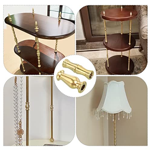 Image of PATIKIL Solid Brass Lamp Neck, Turned Brass Spindle Slips Lamp Finial Pipe Coupling for Lamp Decoration